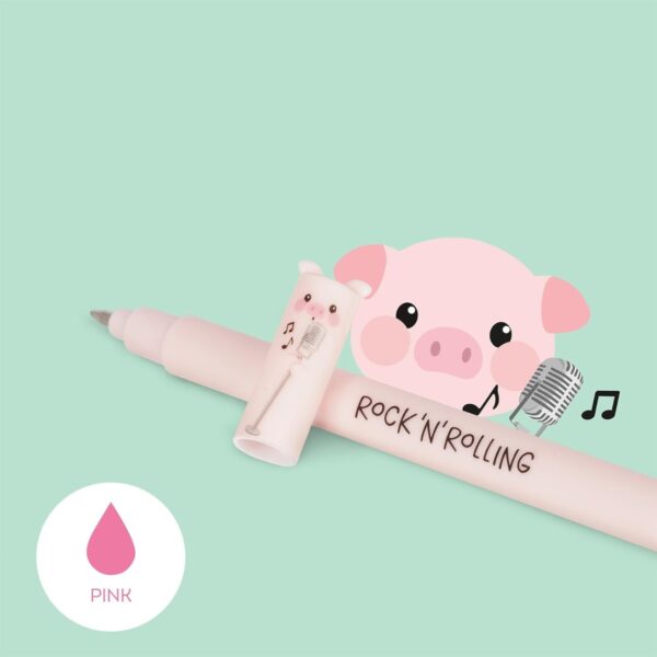 Legami - Conjunto de 4 canetas de gel apagável Farm Sweet Farm, canetas com tinta apagável termossensível, preto, rosa, verde, vermelho, apaga sem consumir a folha, ponta de 0,7 mm