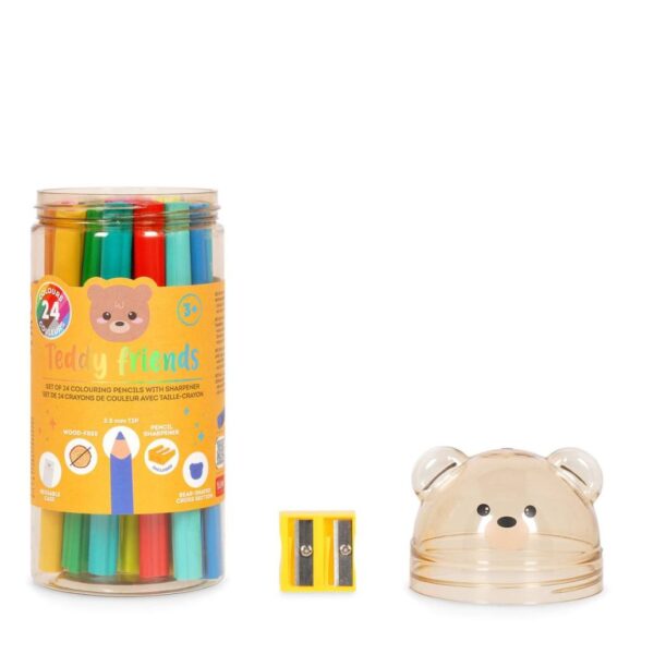 Lápis de cor LEGAMI Teddy Friends caixa com 12 cores + afia