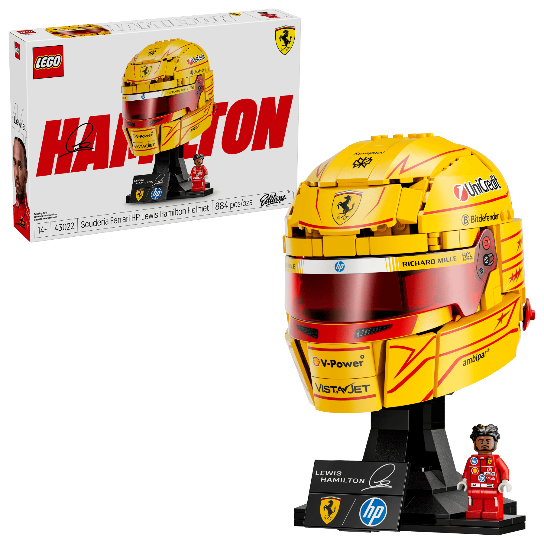 43022_boxprod_v39 LEGO Capacete Scuderia Ferrari HP de Lewis Hamilton