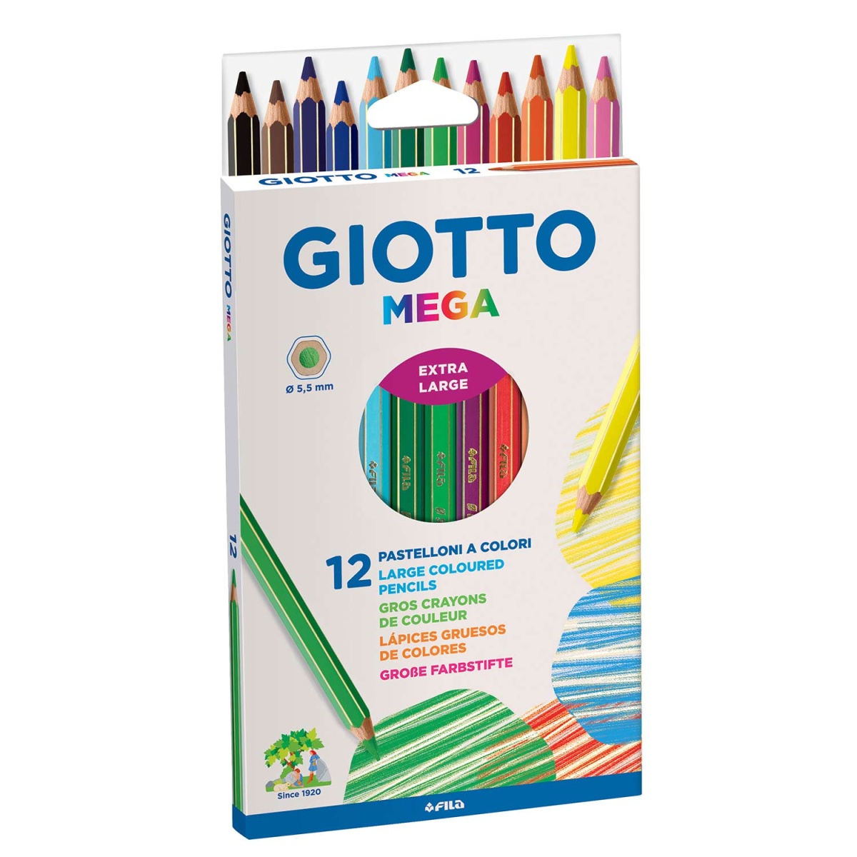 43948 Lápis de cor GIOTTO Mega caixa com 12 cores