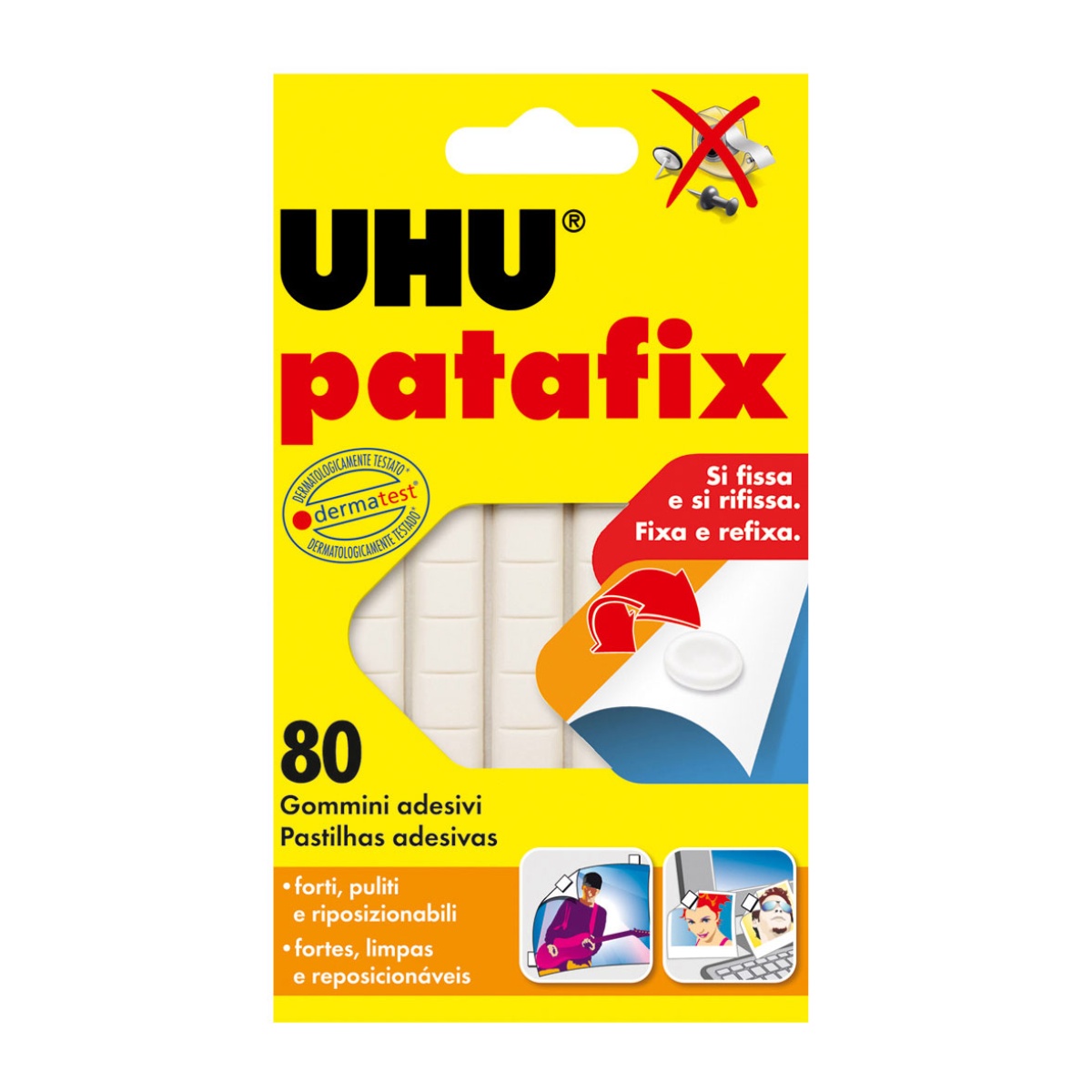 76275 Massa adesiva reposicionavel UHU patafix Branco 80 pastilhas