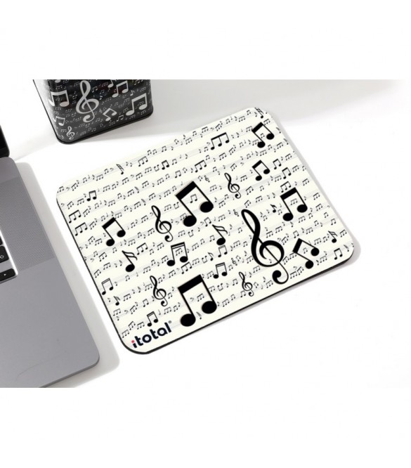 Tapete de Rato iTotal Música Tapete de rato iTotal branco com notas musicais pretas